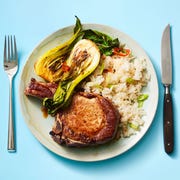Pork Chops with Bok Choy and Coconut Rice pork chops with bok choy and coconut rice