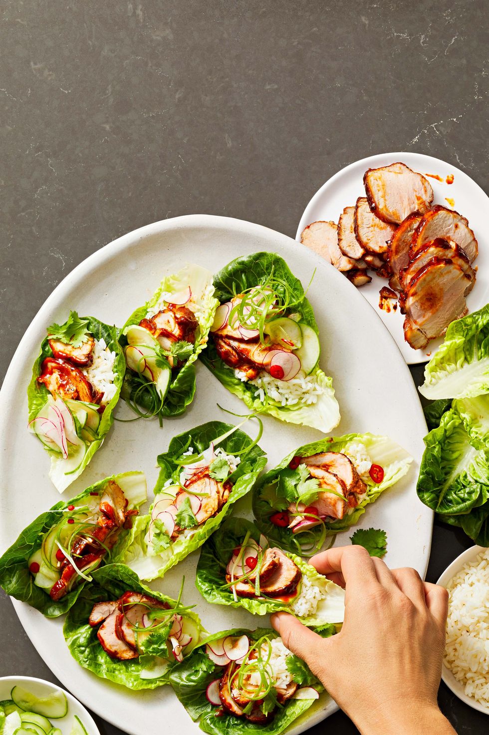low calorie fiery pork lettuce wraps meal