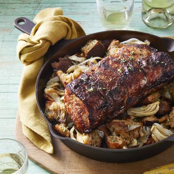 pork loin with fennel and chunky croutons