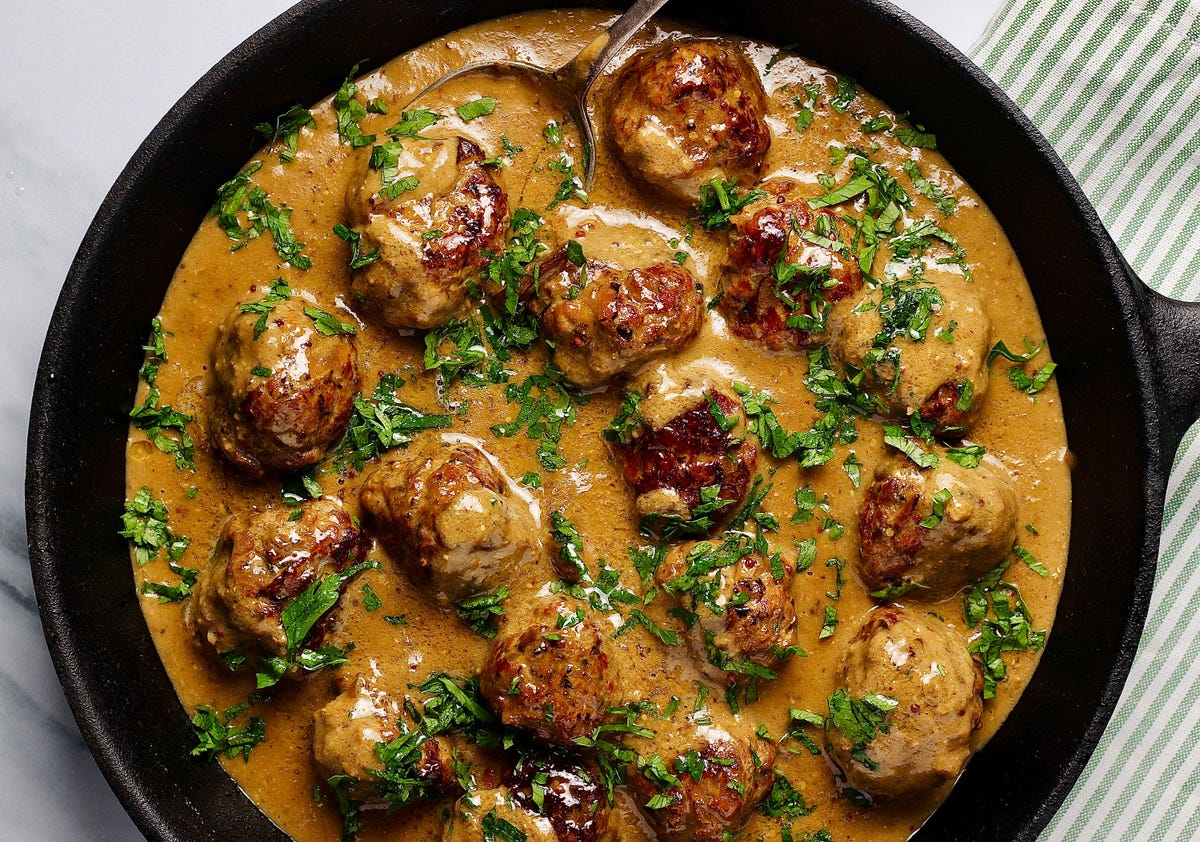 Pork & Mushroom Meatballs With Butter Bean Mash 