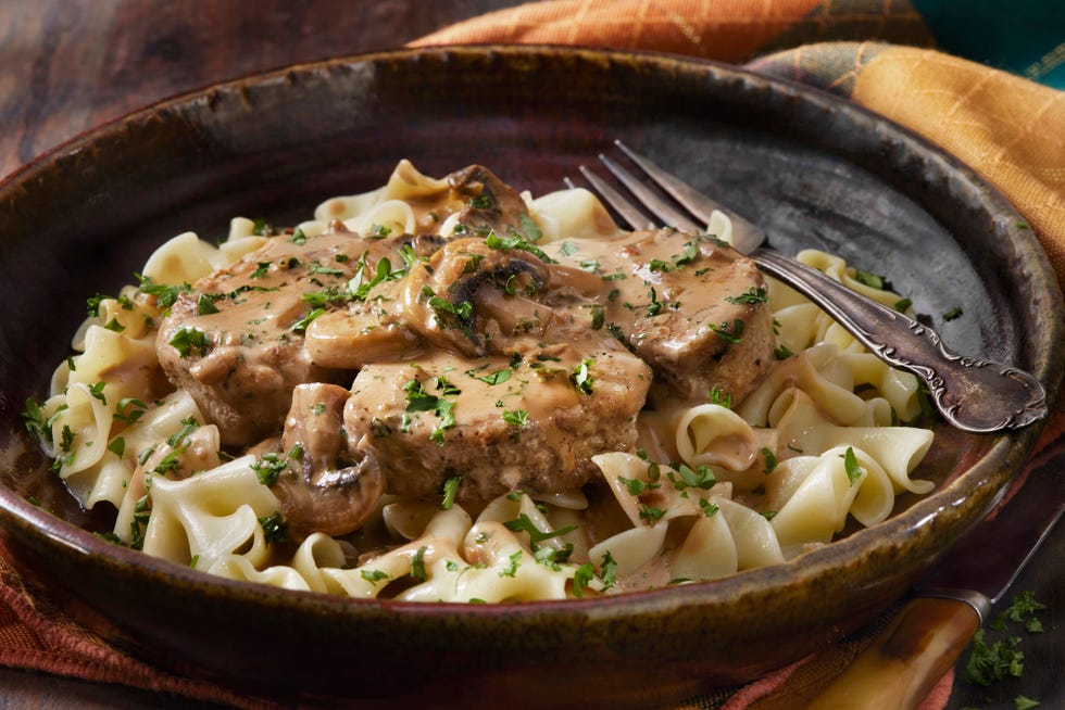 pork tenderloin medallions in a creamy mushroom sauce