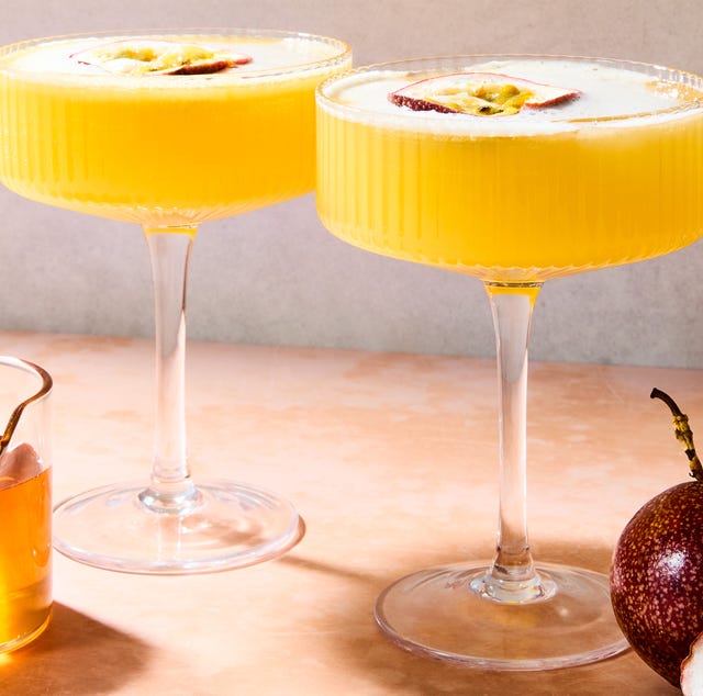 Porn Star Mock Tini passionfruit mocktail topped with passionfruit half