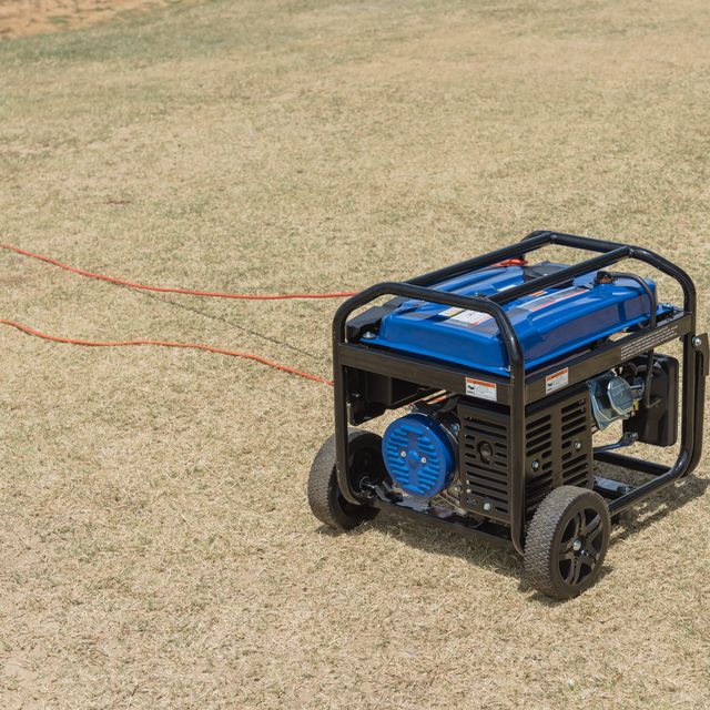 portable gasoline power generator and wires outdoor