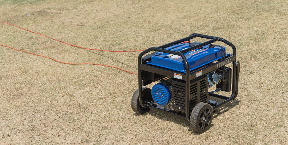 portable gasoline power generator and wires outdoor