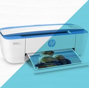 hp blue and white portable printer