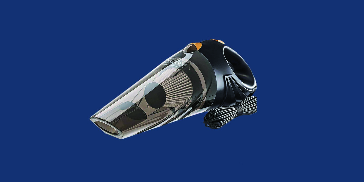 portable car vacuum cleaner with blue background