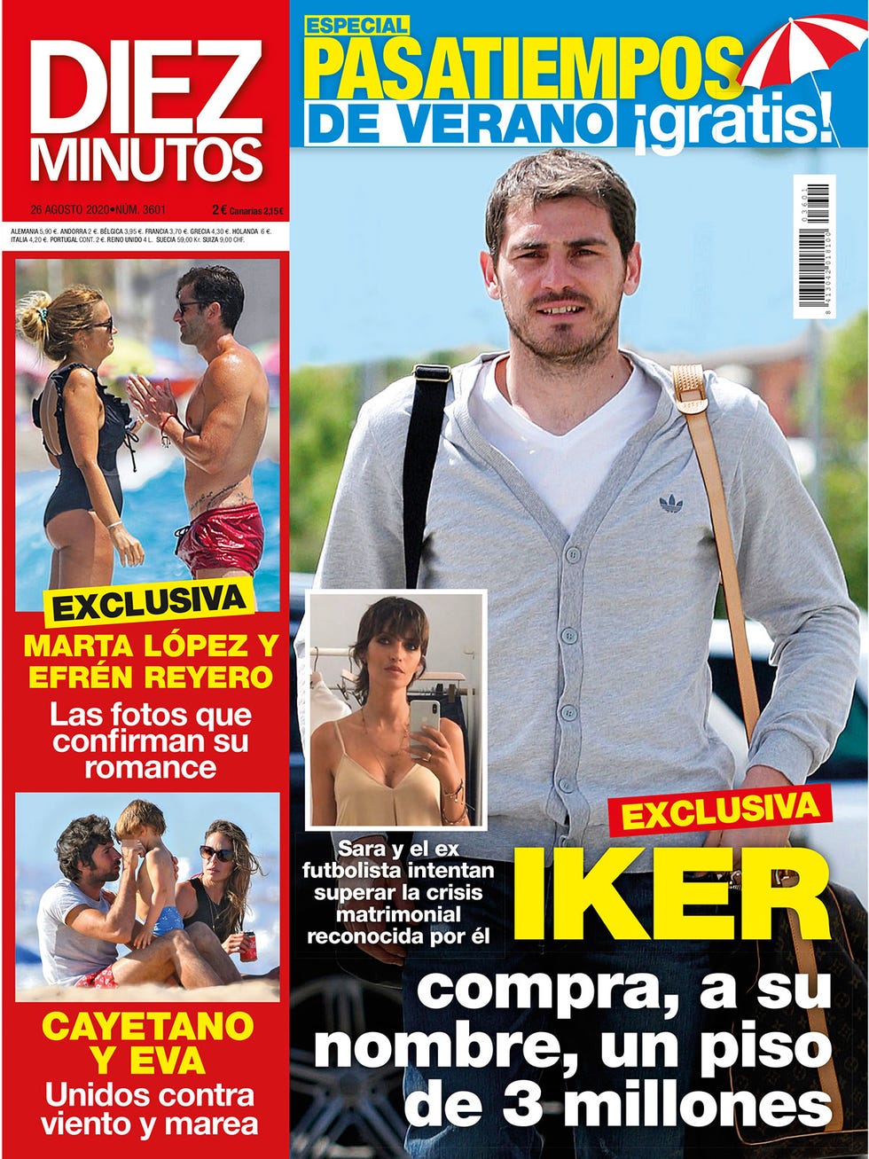 esta semana en diez minutos, te contamos en exclusiva que iker casillas compra, a su nombre, un piso de 3 millones de euros además te mostramos las imágenes más familiares de eva gonzález y cayetano rivera y las fotos que confirman el romance de marta lópez y efrén reyero, entre otras muchas noticias ¡no te lo pierdas