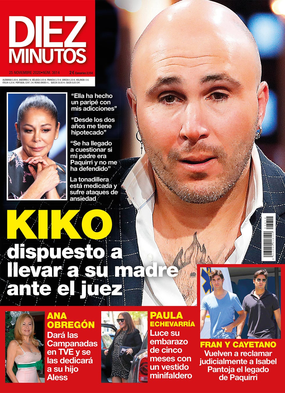 portada diez minutos 3614 kiko rivera, dispuesto a llevar a su madre ante el juez