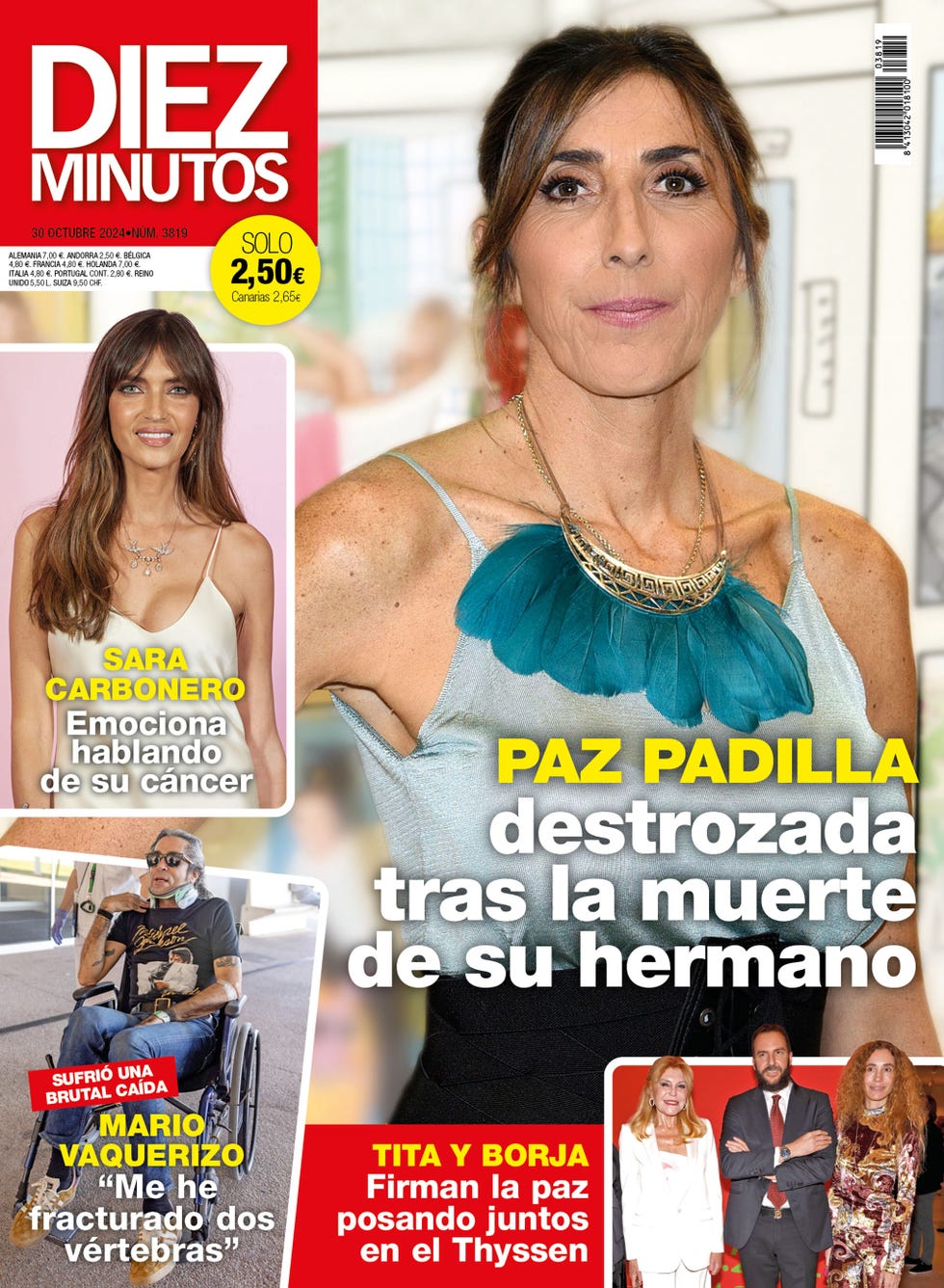 la presentadora en la portada de diez minutos tras la muerte de su hermano luis