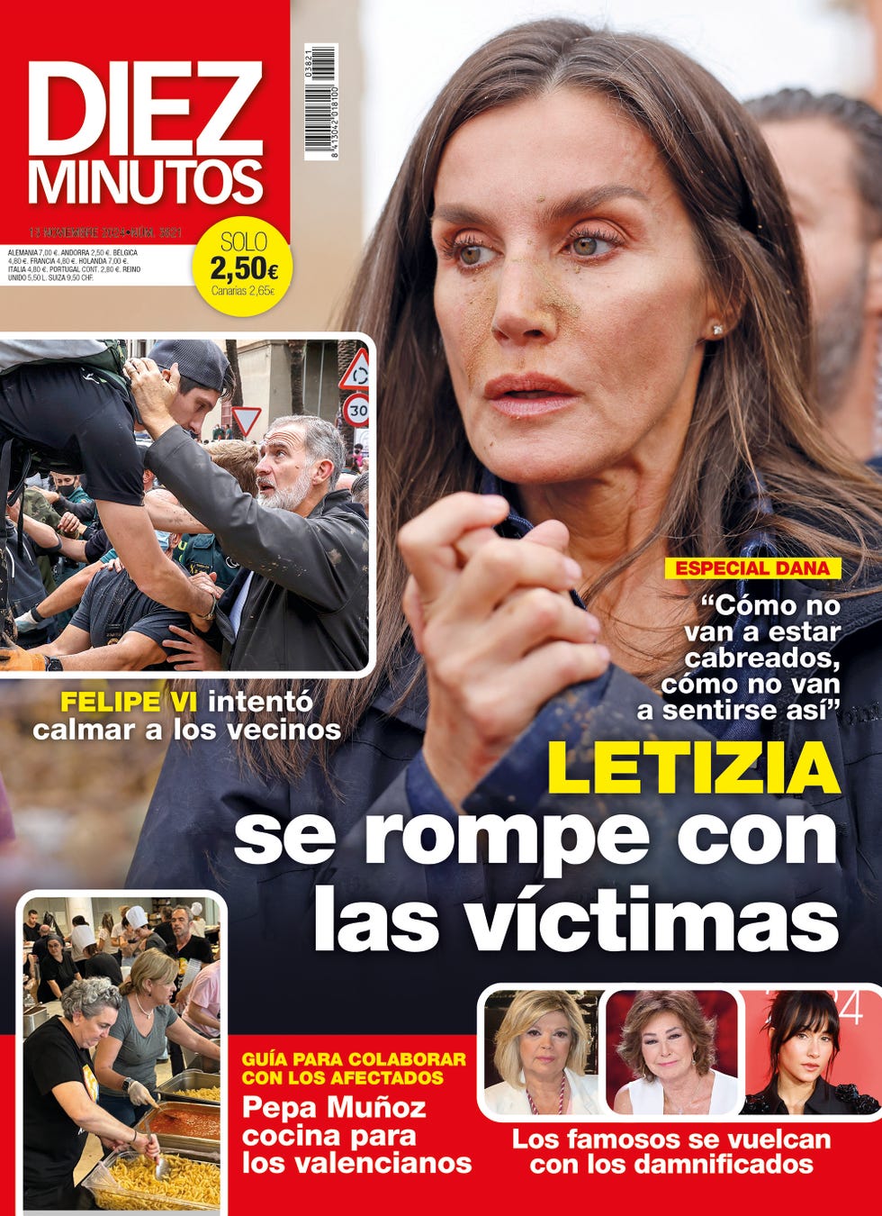la reina, manchada de barro, en la portada de diez minutos