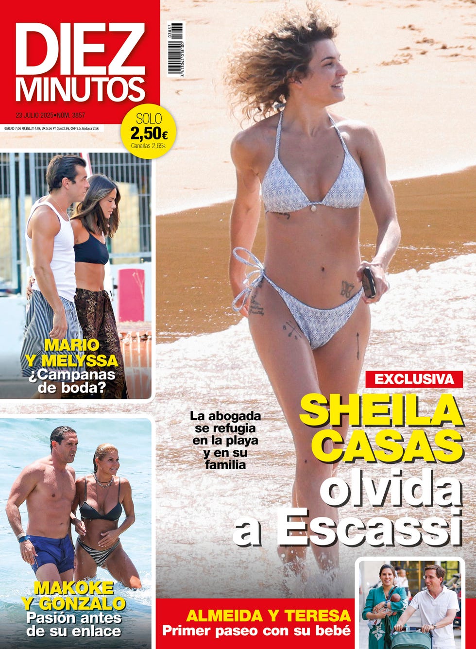 portada de la revista diez minutos, numero 3857, con exclusiva de sheila casas en bikini en las playas de cantabria con sus hermanos oscar casas y daniel casas