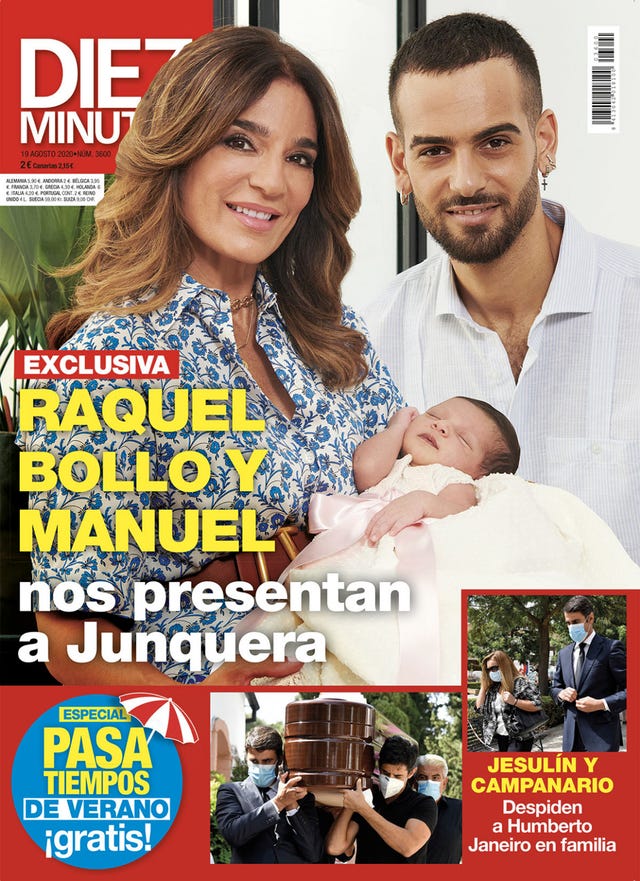 raquel bollo y su hijo manuel cortés posan con la pequeña junquera en exclusiva en la portada del diez minutos 3600