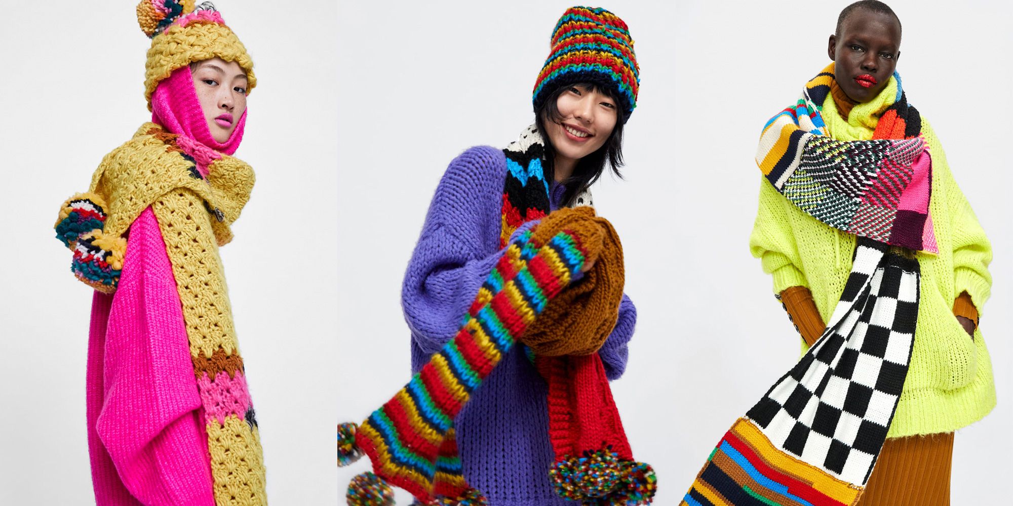 Bufanda multicolor Zara - Bufandas de colores y tamaño XL en