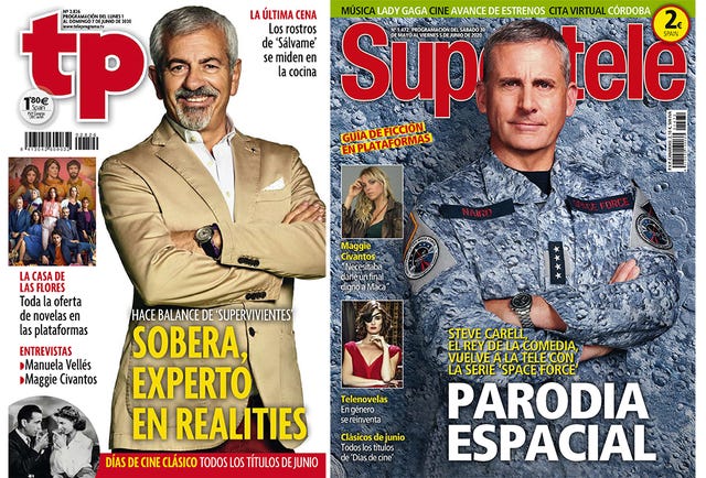 portadas de tp y supertele, con carlos sobera y steve carell