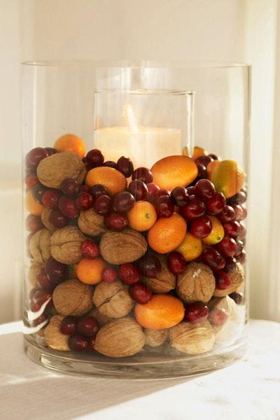 portavelas diy con frutos del bosque