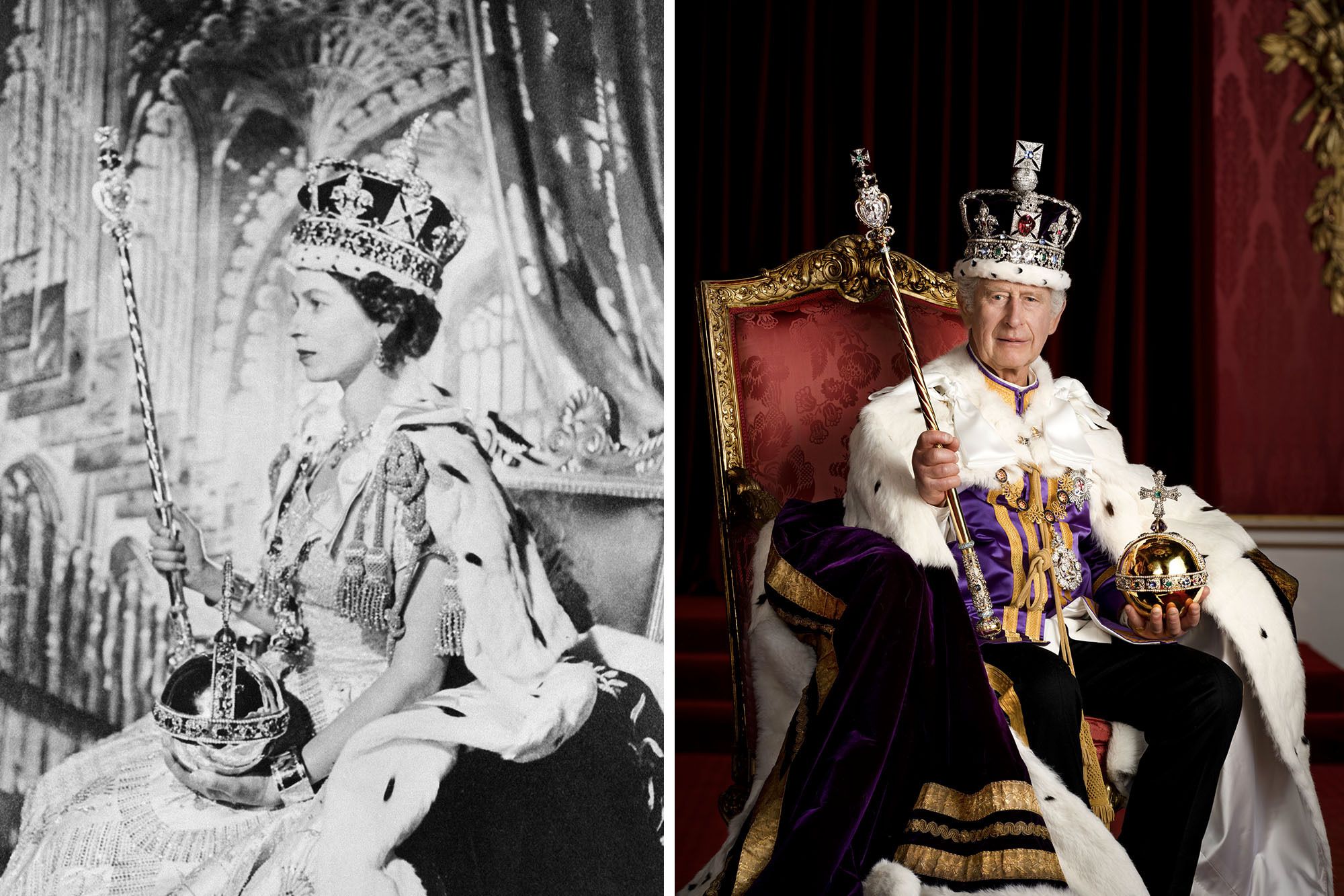 King Charles III Coronation Vs Queen Elizabeth II: Photos