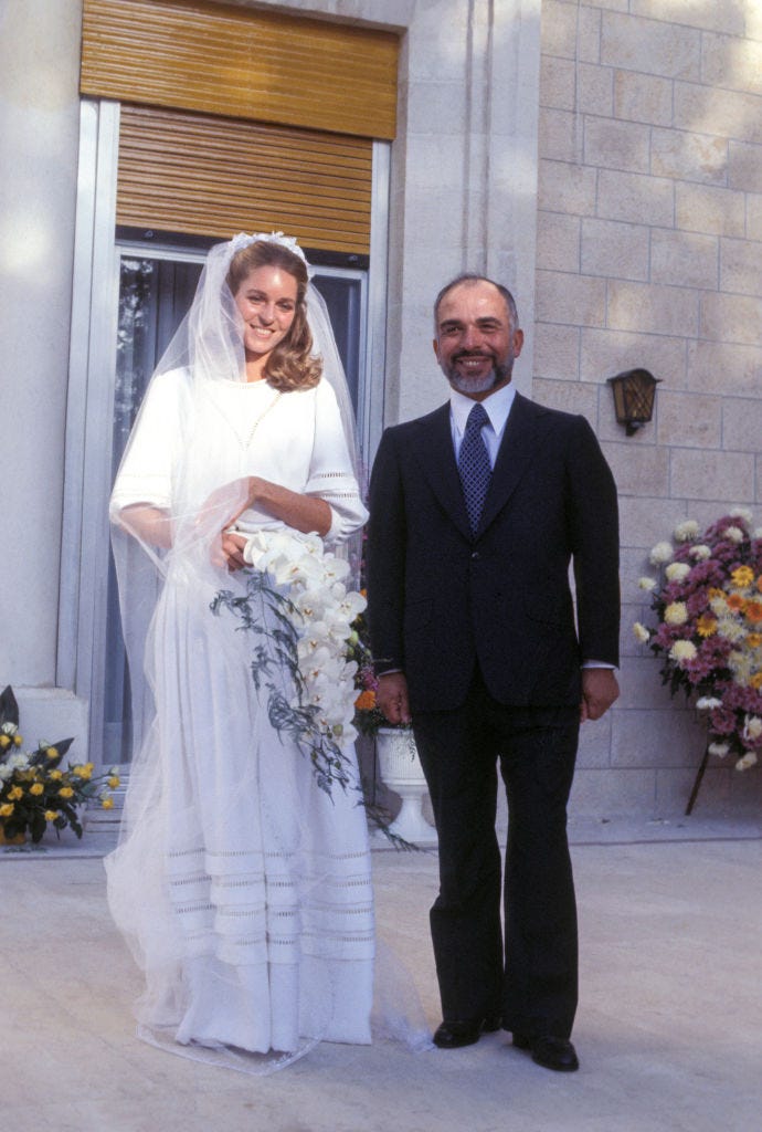 Portrait de la Reine Noor de Jordanie et du Roi Hussein