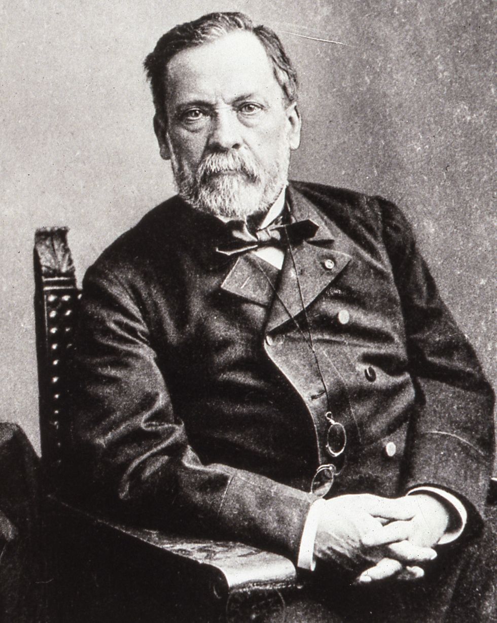 Louis Pasteur sentado con las manos cruzadas y esperando un retrato.