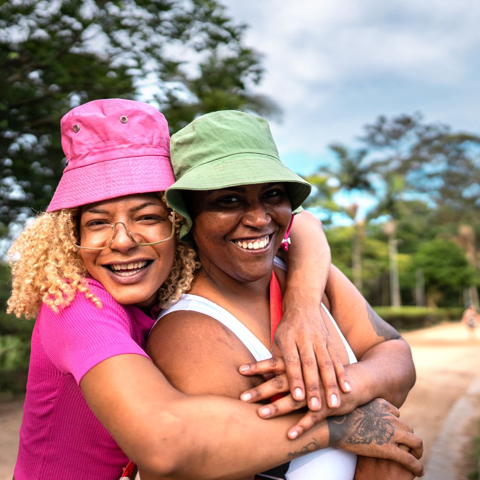 portrait of a lesbian couple in the park