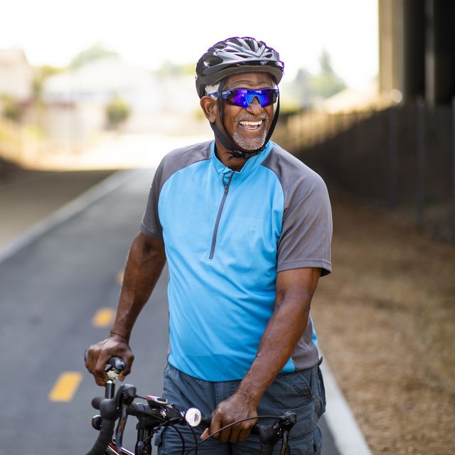 portrait of a senior black male cyclist