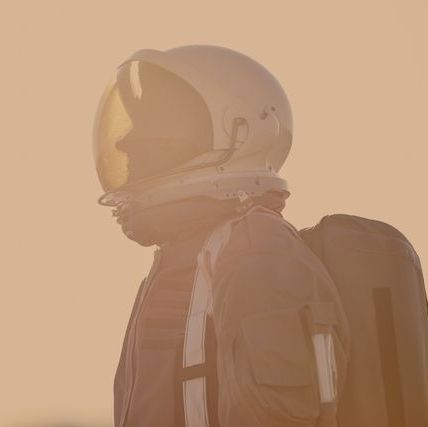 portrait of astronaut on mars