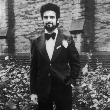 peter sutcliffe the yorkshire ripper wearing a tuxedo and bowtie on his wedding day
