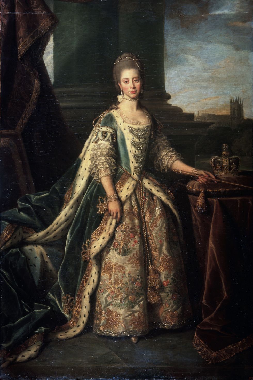'portrait of charlotte of mecklenburg strelitz, wife of king george iii of england', 1773 artist nathaniel dance holland