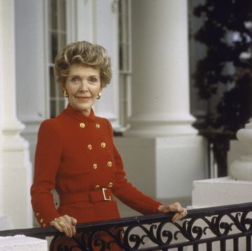 portrait of first lady nancy reagan on white house balcony