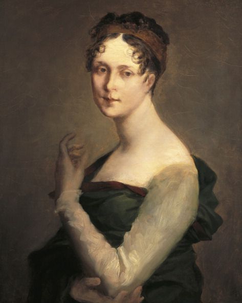 Josephine de Beauharnais'in bir elini göğsünün önünde tutarak oturduğu ve dümdüz ileriye baktığı portresi