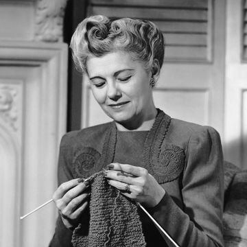 portrait of mature woman crocheting