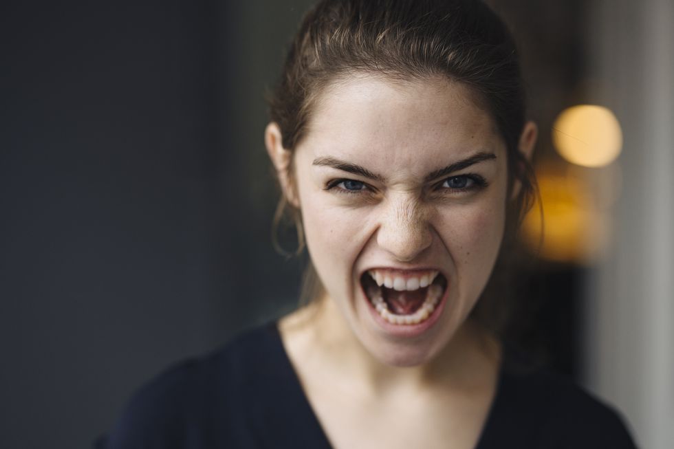 portrait of screaming young woman
