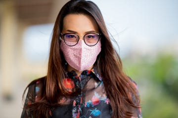 portrait of woman wearing mask