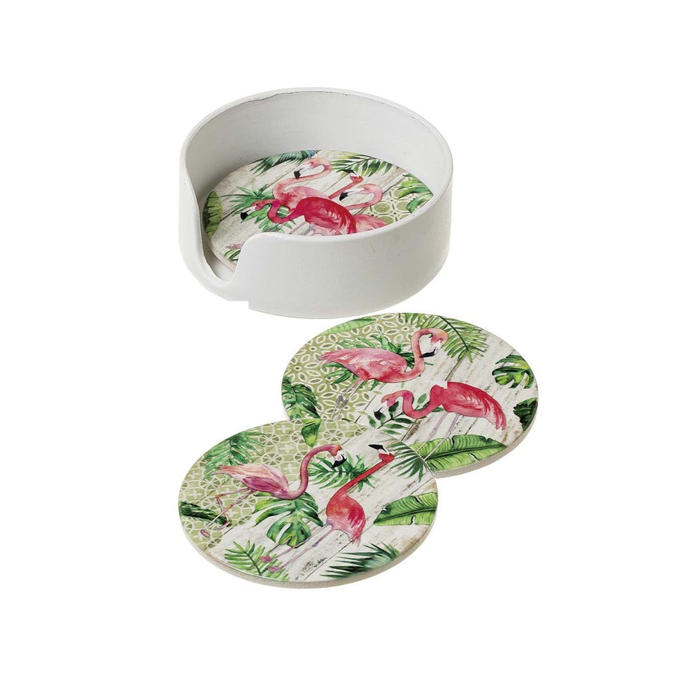 Posavasos de cerámica con flamencos rosas