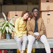 couple sitting in delivery van