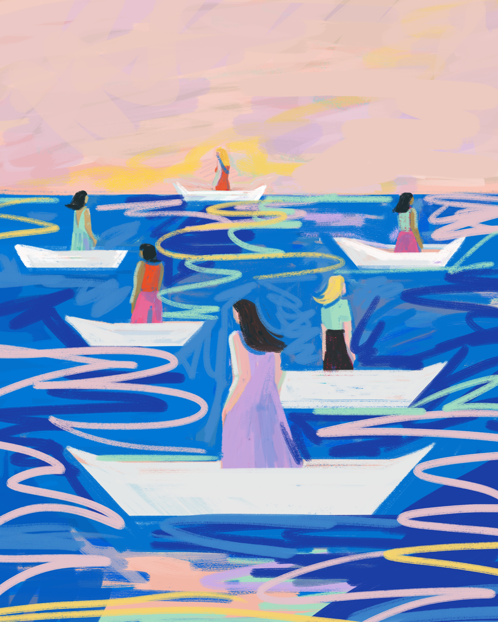 a group of people on a beach