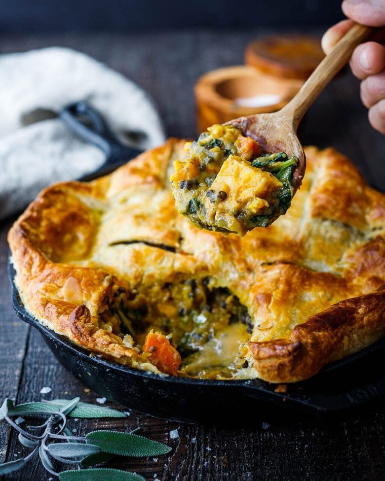 pot pie recipes vegan pot pie with butternut squash lentils and kale