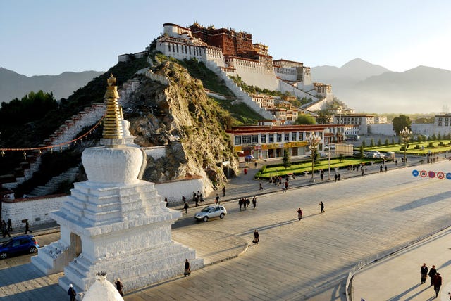Perched on Red Mountain in Lhasa Valley the Potala Palace was the winter retreat of the Dalai Lama since the 7th century symbolizes Tibetan Buddhism and plays a central role in the traditional administration of Tibet