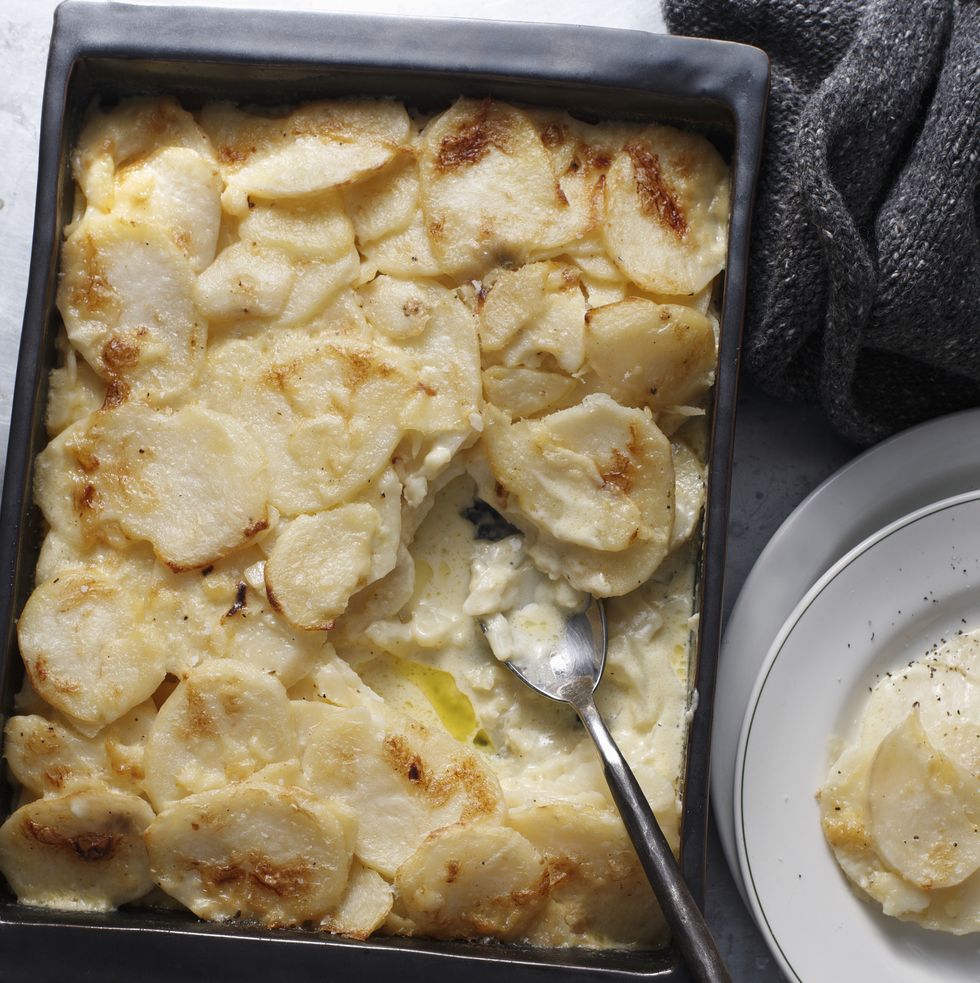 potato gratin in baking tray