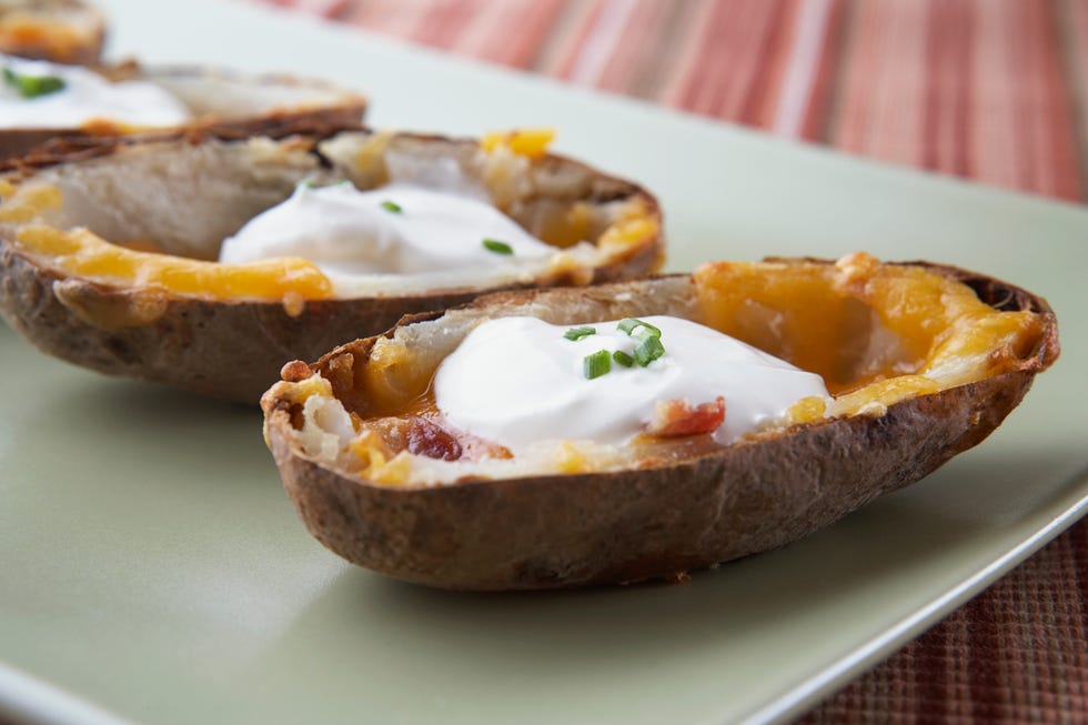 Potato skins with cheese and sour cream
