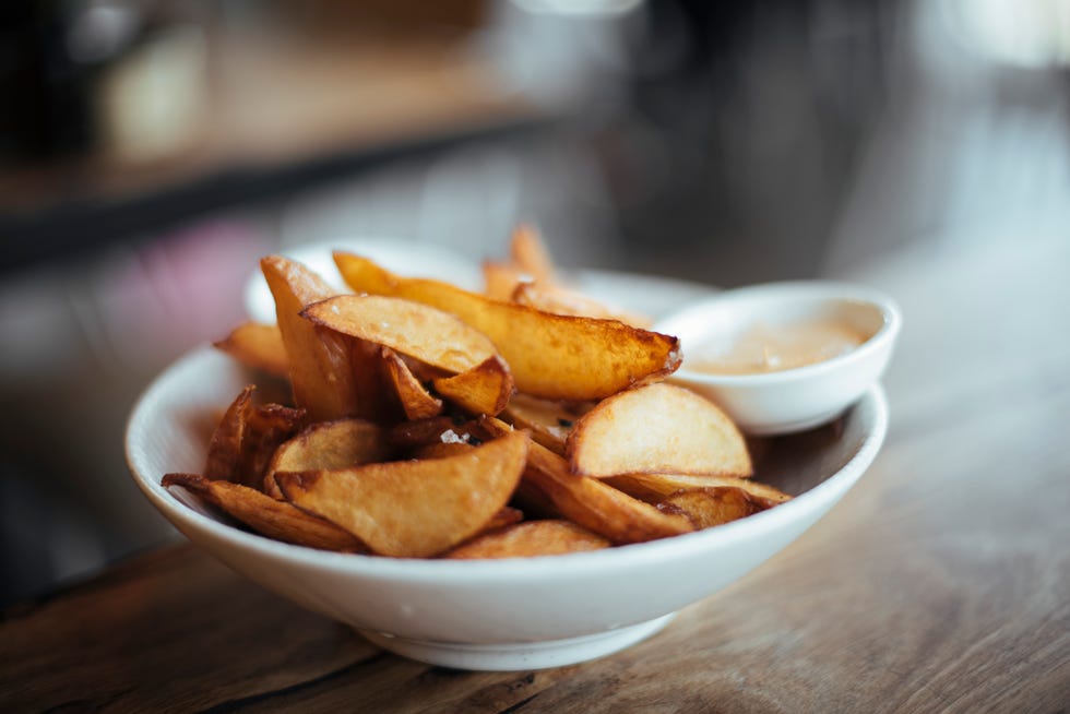 Potato Wedges and Aioli served in a bowl