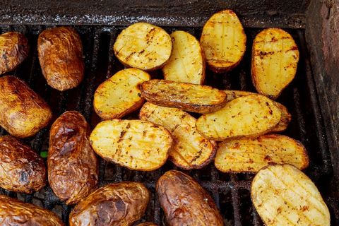 potatoes on barbecue grill