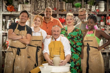 great pottery throwdown christmas special with joe swash, alice levine, rich miller, keith brymer jones, siobhiann mcsweeney, hugh dennis and sophie duker