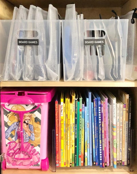 toy organization tips  storage pouches for board game pieces organized in clear open containers