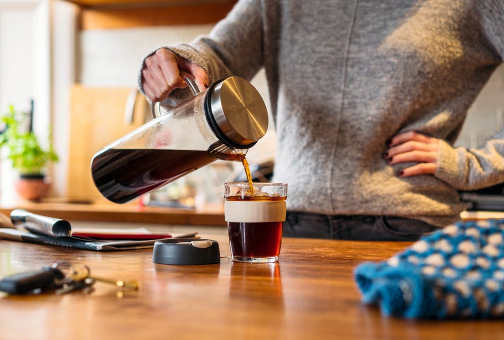 pouring cold brew coffee at home