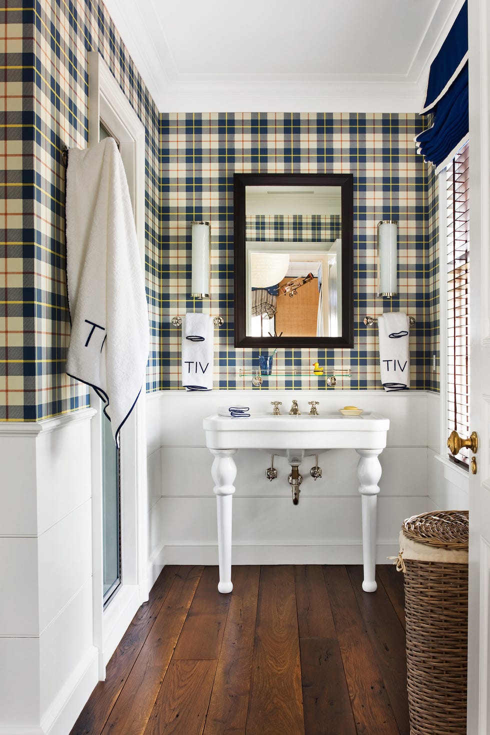 plaid bathroom powder room