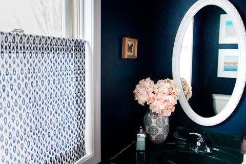 Blue, Black, Room, Product, Interior design, Bathroom, Tile, Wall, Home, Textile, 
