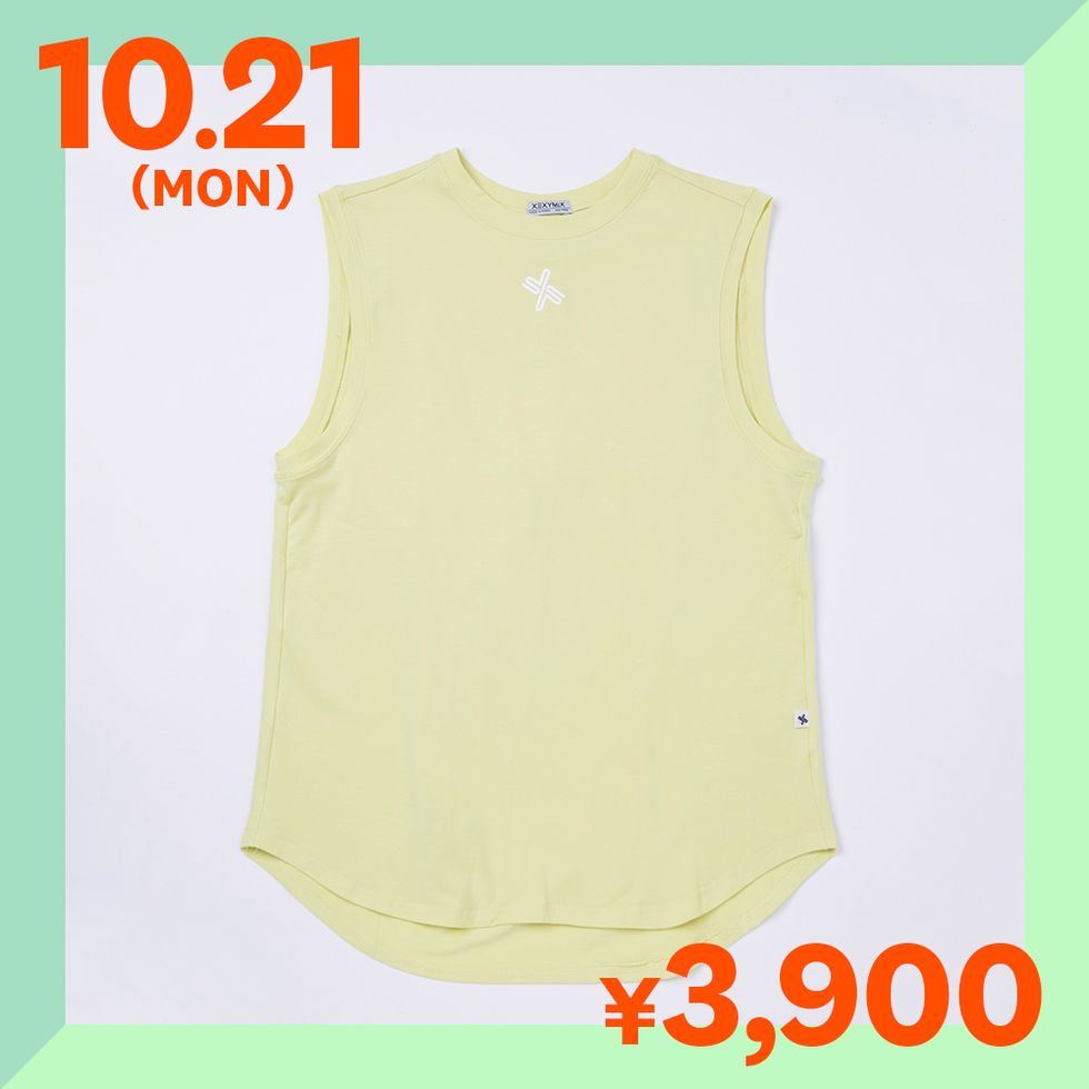 Clothing, Yellow, Sleeveless shirt, Product, Outerwear, T-shirt, Font, Sleeve, Sportswear, Vest, 