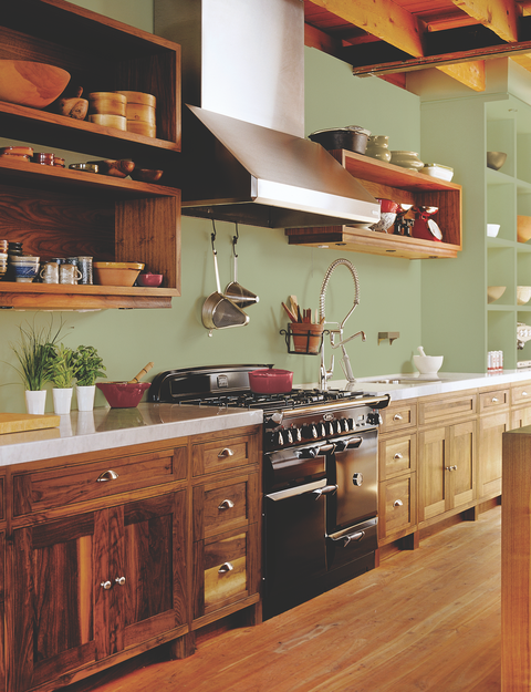 ppg 2022 color of the year olive sprig in kitchen