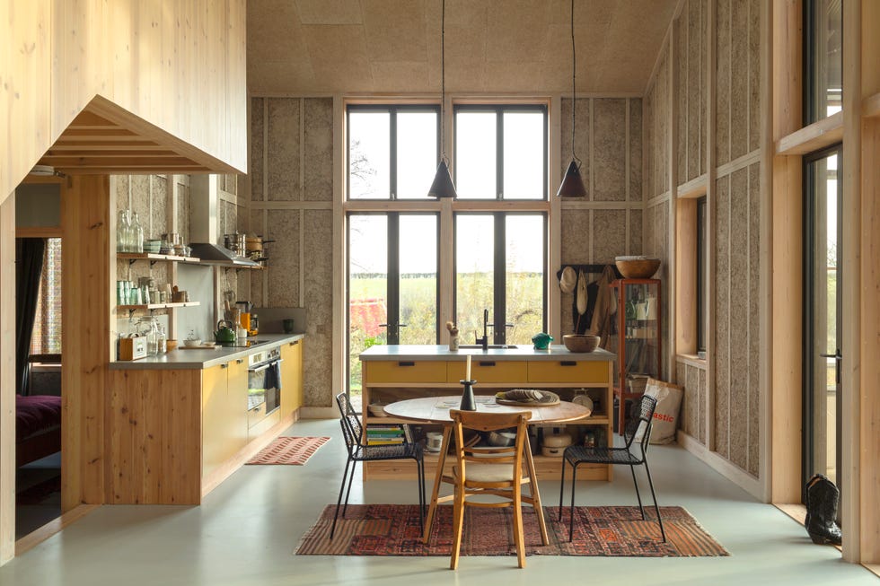 sustainable home flat house with natural hemp walls