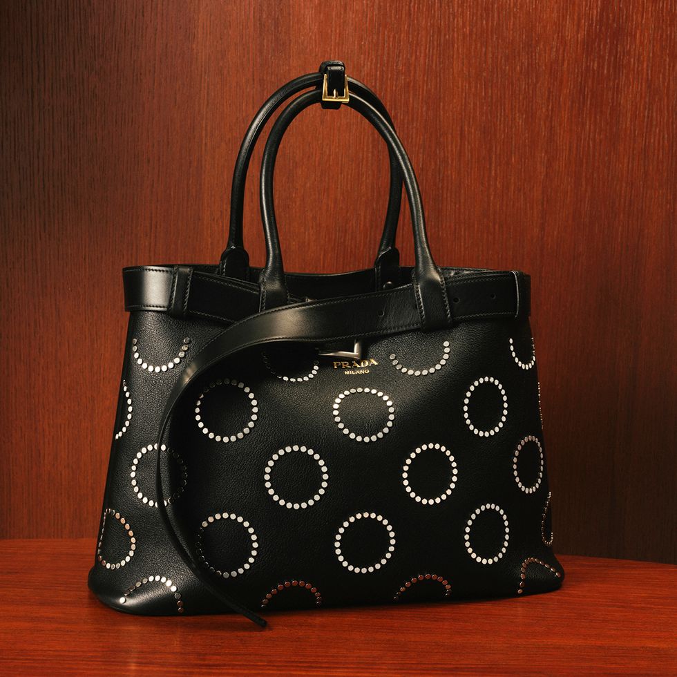 a black and silver purse